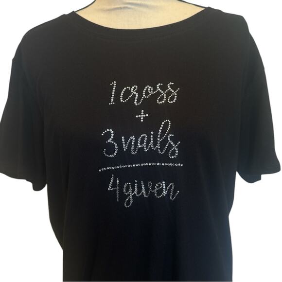 1 Cross + 3 Nails = 4given Easter Jesus Christian Rhinestone Bling T-Shirt NEW - Picture 1 of 4